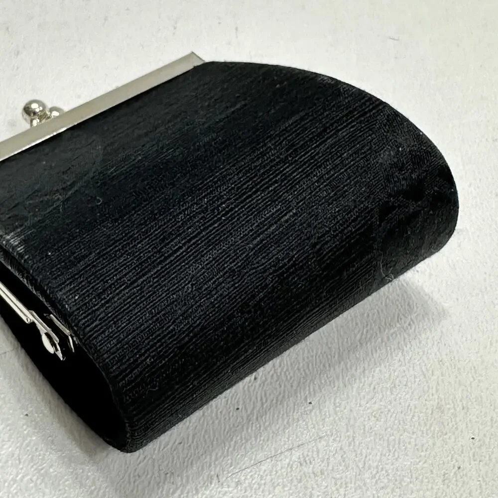 Black Mandala Change Coin Purse Pouch Silver Tone Kiss Lock Hinged